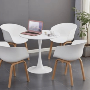 White Dining Set with Round Table