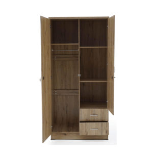 Oak 2-Door Wardrobe with Shelves